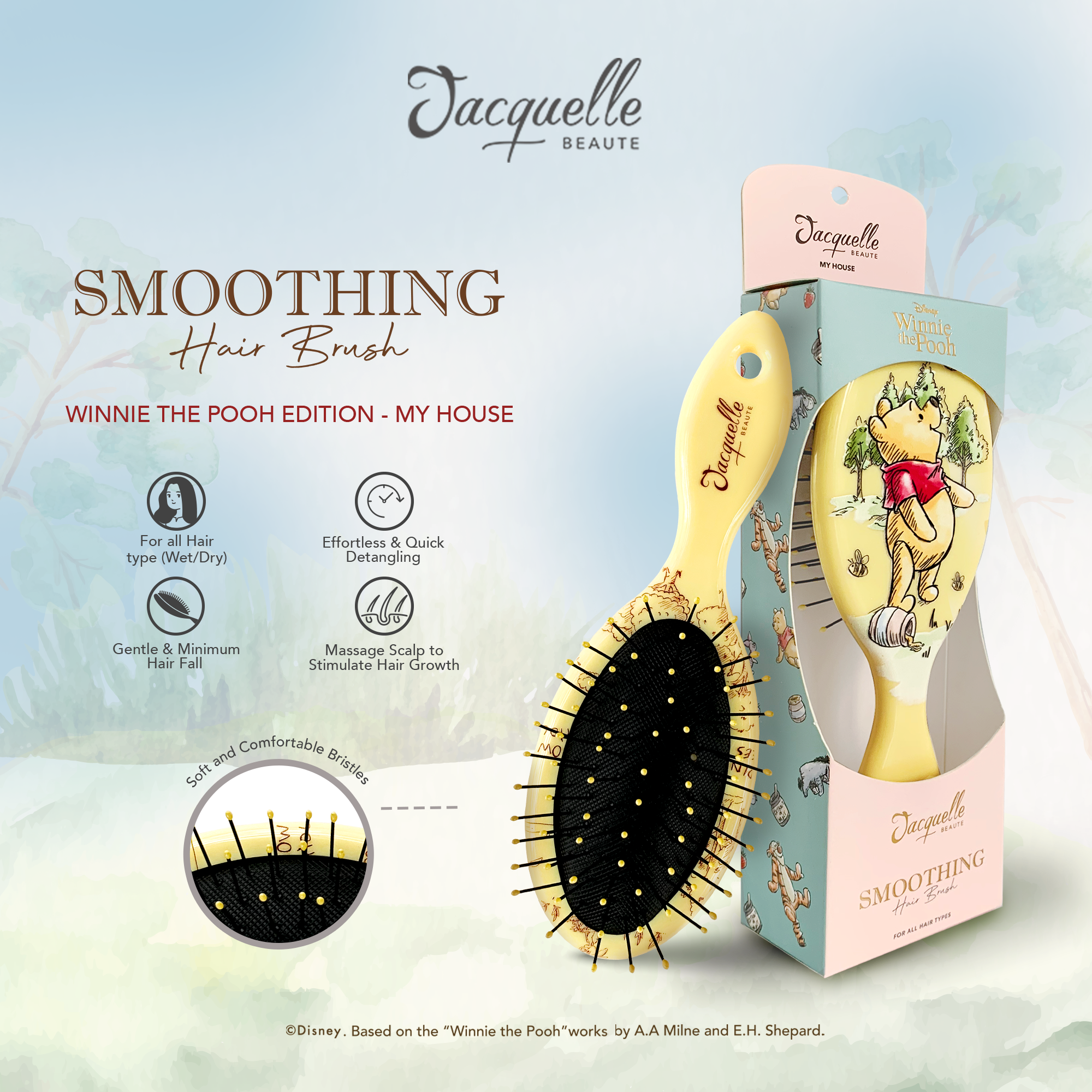 Jacquelle Smoothing Hair Brush - Disney Princess & Winnie The Pooh Edition