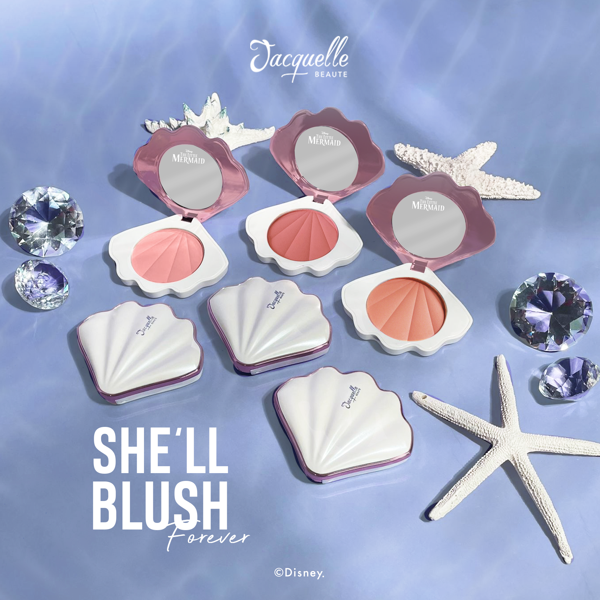 Jacquelle She'll Blush Pressed Powder Blush On - Disney Princess Ariel Edition