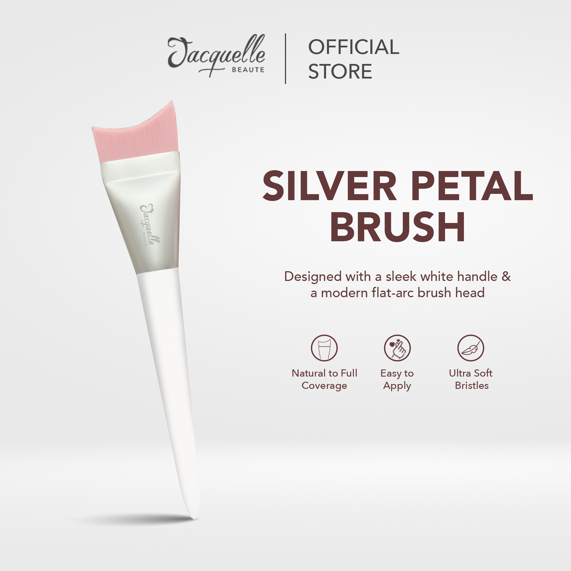 Jacquelle Premium Silver Petal And Pink Sterling Brush Series - Single Makeup For Foundation Lip Contour Eyeshadow