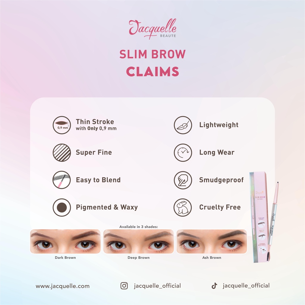 Jacquelle Slim Brow - 2 in1 Pensil Alis & Spoolie - Waterproof