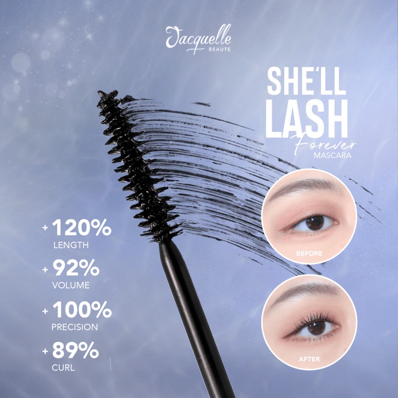 Jacquelle Bundle Hemat Eyelash Curler She'll Lash Mascara Shell - Eyelash Curler and Waterproof Mascara - Lengthen & Volumize