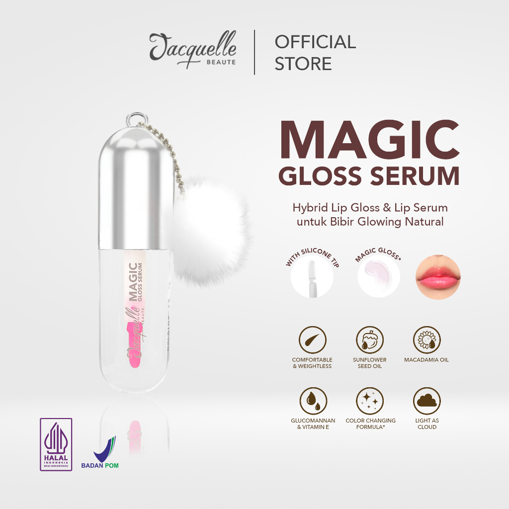 Jacquelle Lip Gloss Series : Magic Gloss Serum - Clear Gloss Serum - Tinted Gloss Serum - Glitter Gloss Serum