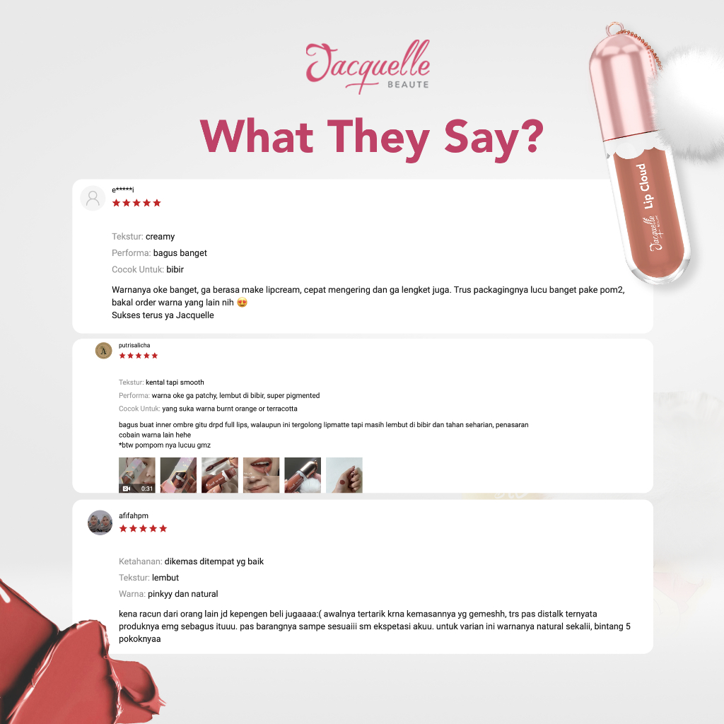 Jacquelle Lip Cloud (Hybrid Lip Cream & Lip Care) - Satin Finish Lipcloud with Squalene Oil and Vitamin E