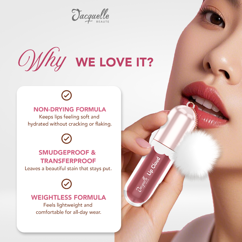 Jacquelle Lip Cloud (Hybrid Lip Cream & Lip Care) - Satin Finish Lipcloud with Squalene Oil and Vitamin E