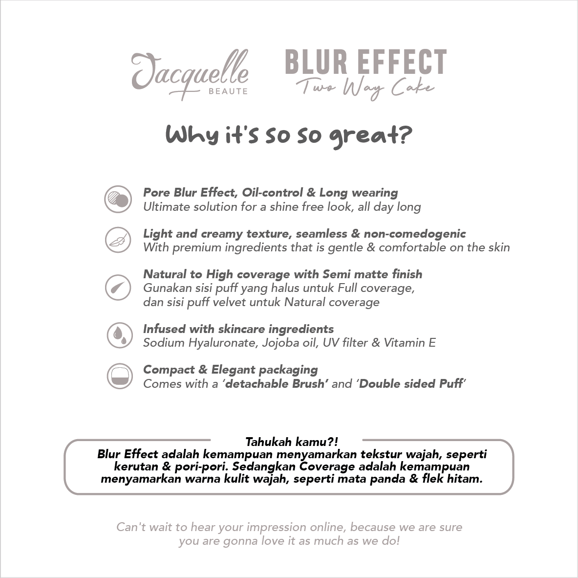 Jacquelle Blur Effect Two Way Cake - With Puff and Brush
