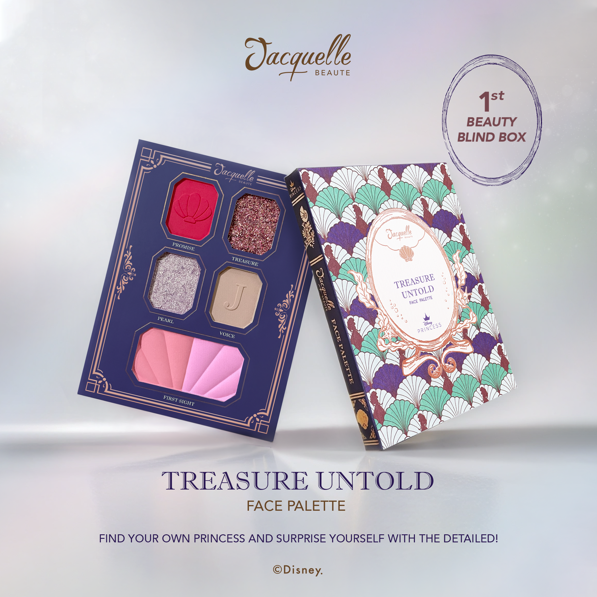 Jacquelle Face Palette - Disney Princess Edition - Jasmine, Aurora, Ariel 