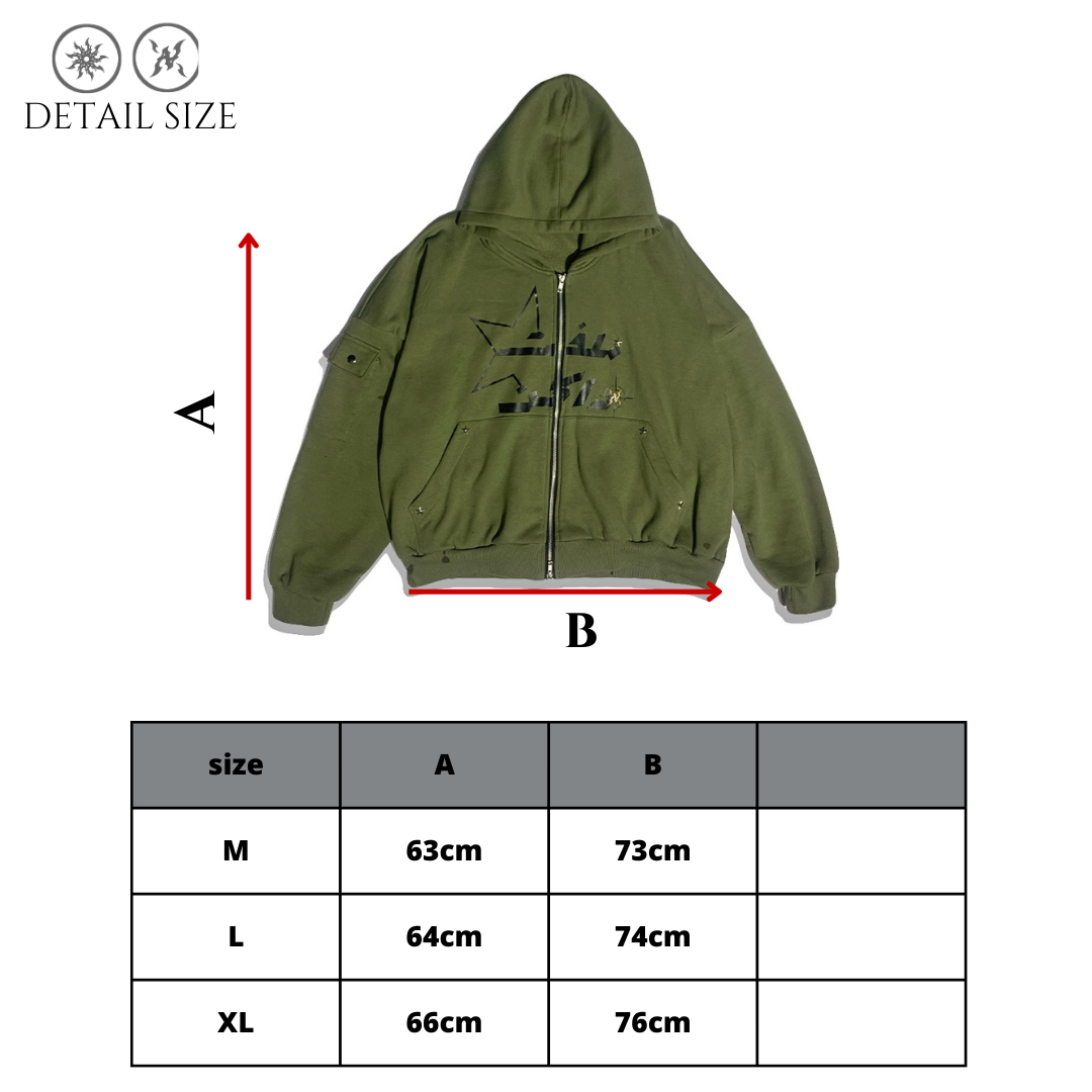 Hoodie double zipper tobat unisex -Amerta