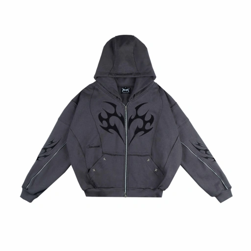 Image of Amertanslook DamonHoodie - Boxy Cut GrayUnisex
