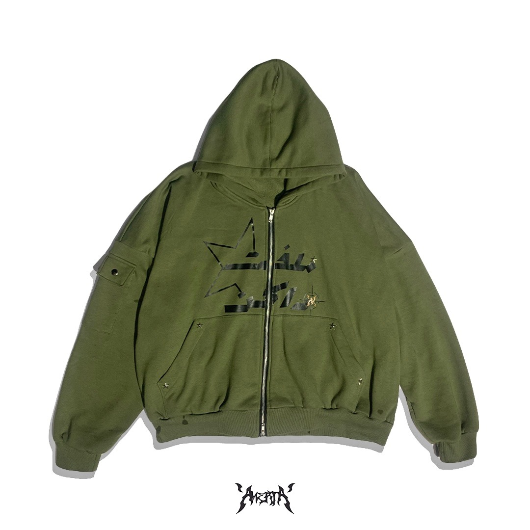 Hoodie double zipper tobat unisex -Amerta