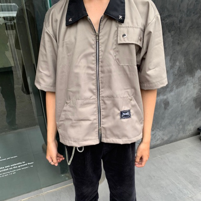 Workshirt Boxy Double Zipper Polos Ruby Unisex -Amerta