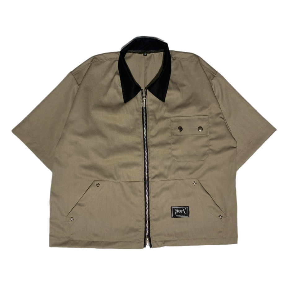 Workshirt Boxy Double Zipper Polos Ruby Unisex -Amerta