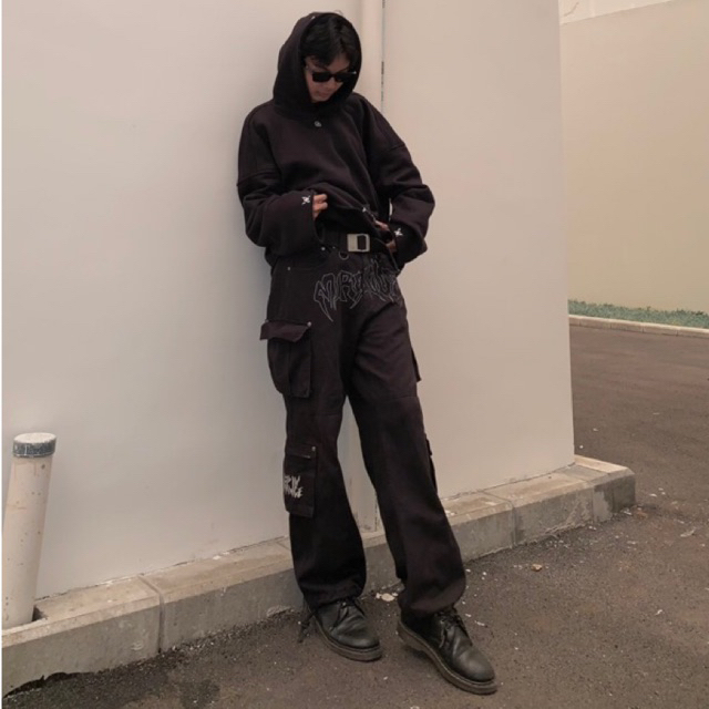 Hoodie Boxy Oversize Cleon Unfinish hitam unisex - Amerta