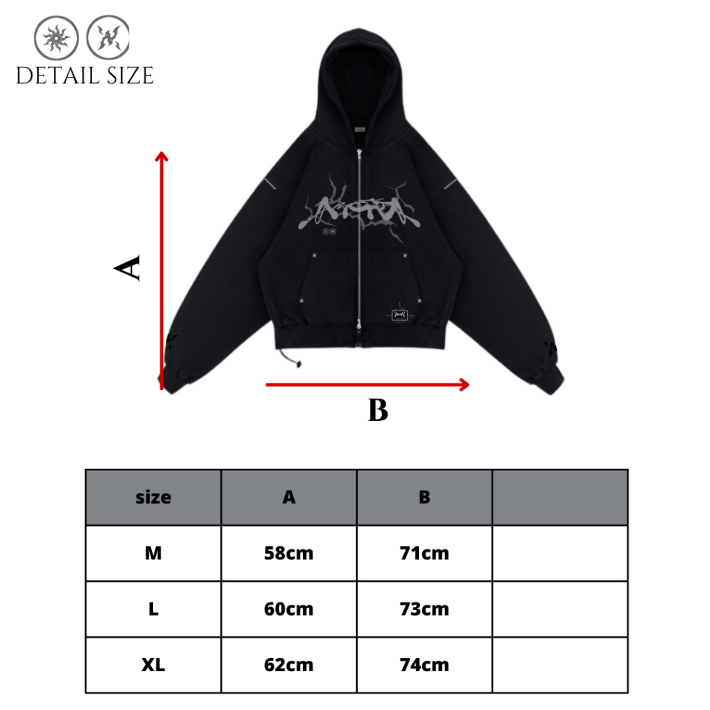 Hoodie double zipper Uniqueness Black unisex -Amerta