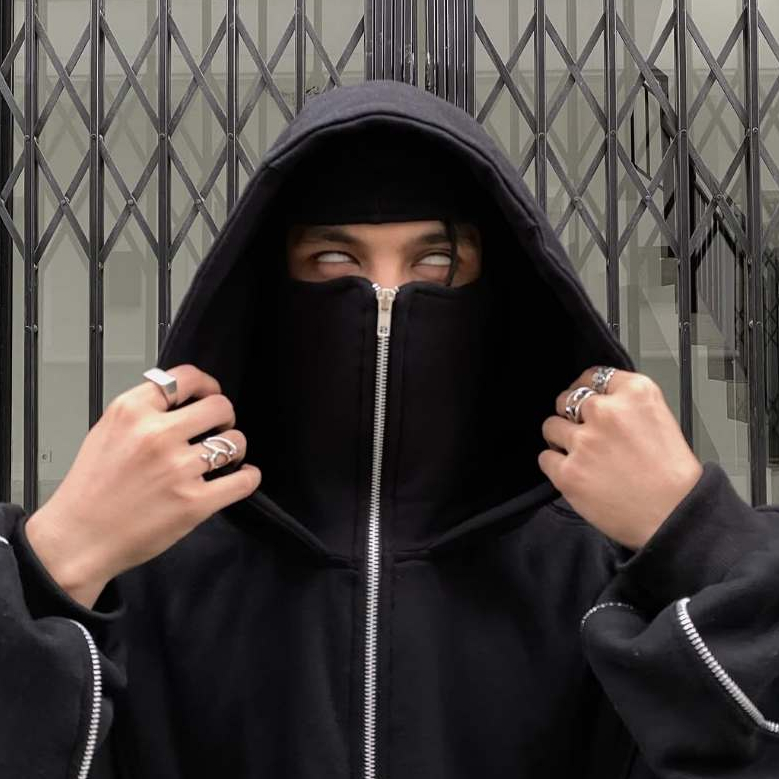 Amertanslook Barz Balaclava Hoodie - Boxy Cut Black Unisex