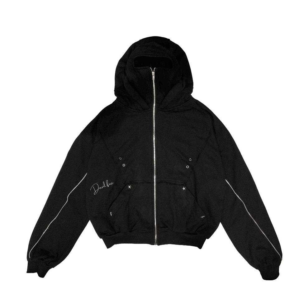 Amertanslook Barz Balaclava Hoodie - Boxy Cut Black Unisex