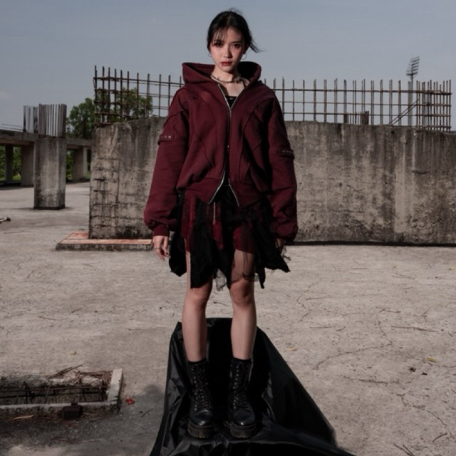 Amertanslook Fusion Hoodie - Boxy Cut Maroon Unisex