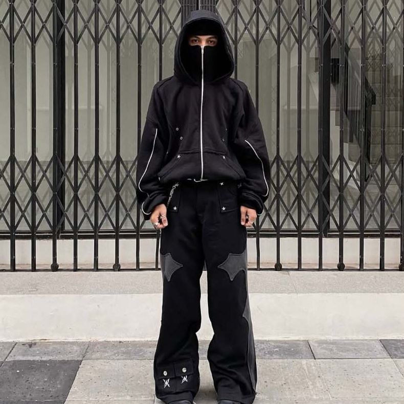 Amertanslook Barz Balaclava Hoodie - Boxy Cut Black Unisex