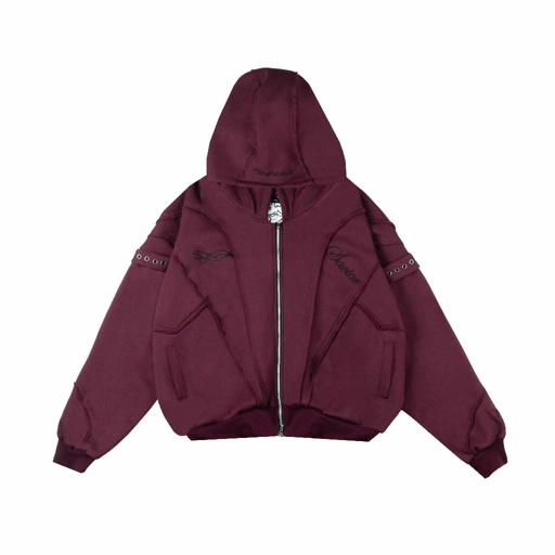 Image of Amertanslook Fusion Hoodie - Boxy Cut Maroon Unisex