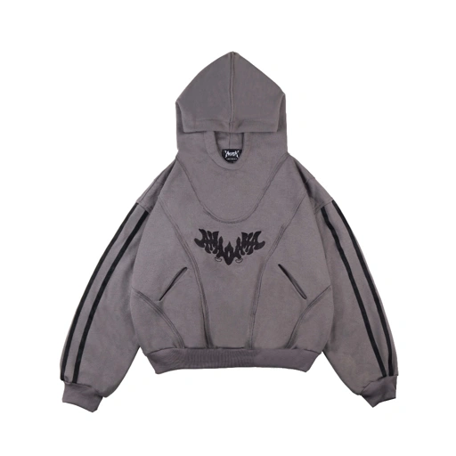 Image of Amertanslook Inshaf Hoodie - Boxy Cut Gray Unisex
