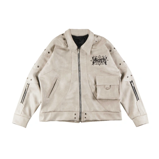 Image of Amertans look Fortex Leather Jacket Cream Unisex
