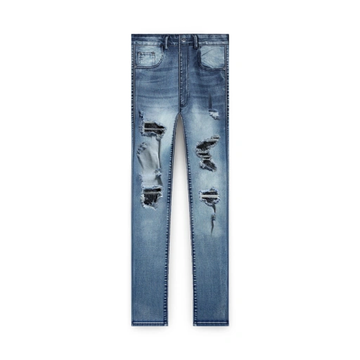 RUCAS Season 8 Python Leather Jeans - Blue