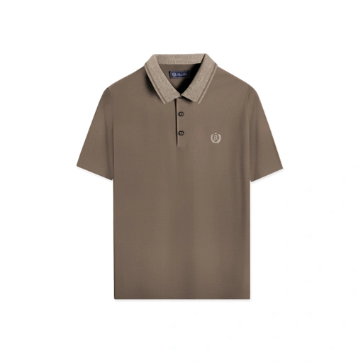Image of RUCAS Tailor Two Tone Rib Polo Shirt - Brown