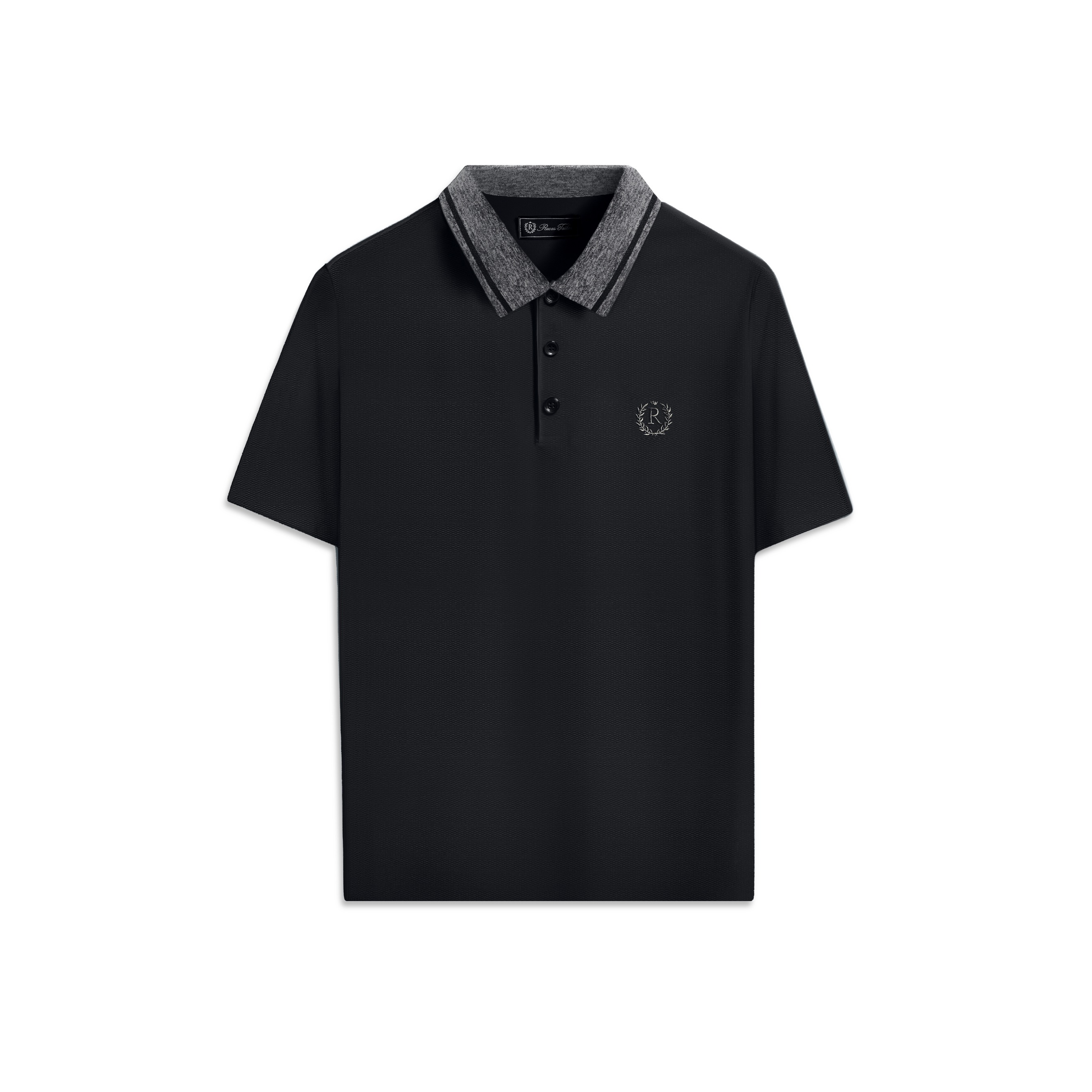RUCAS Tailor Two Tone Rib Polo Shirt - Black