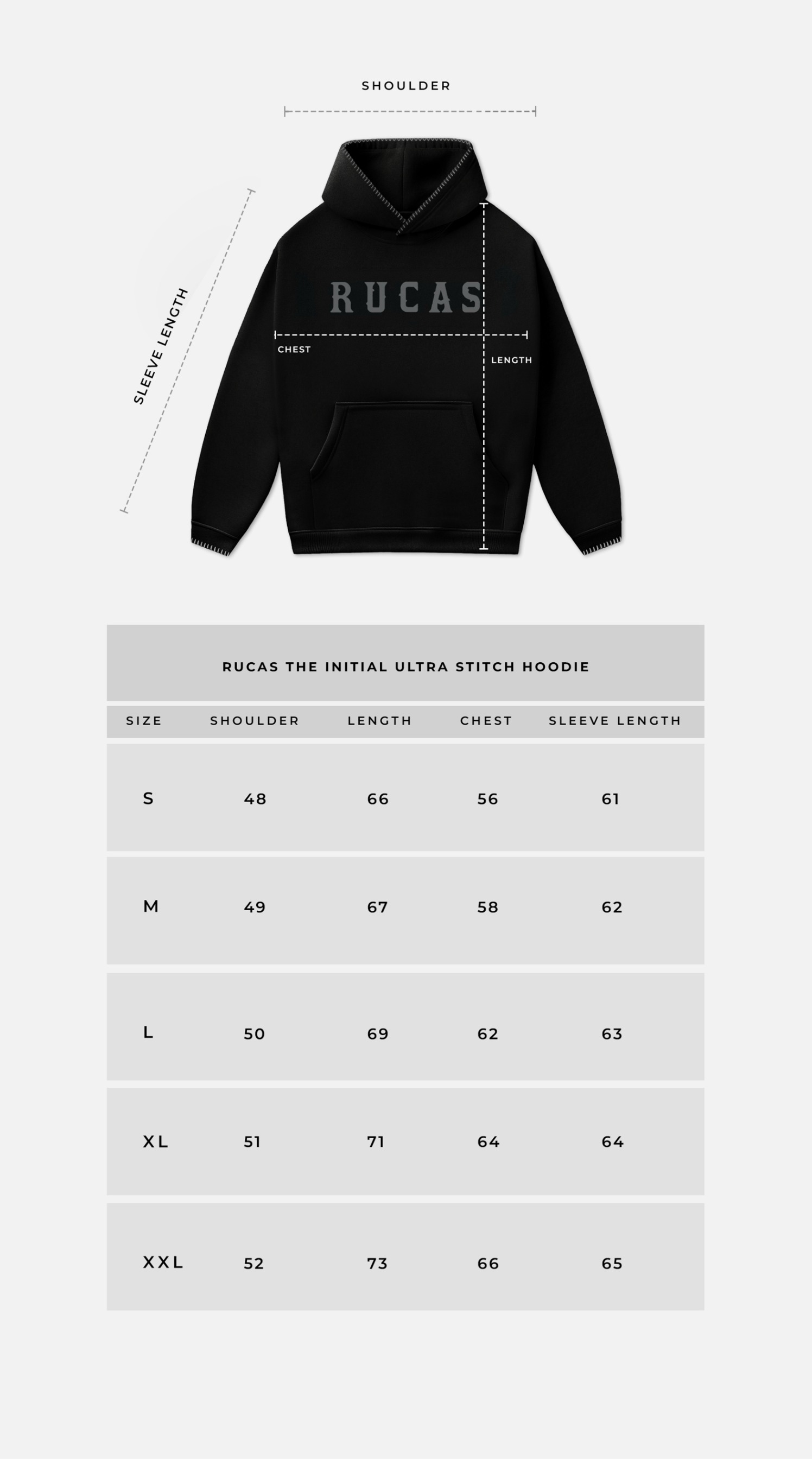 RUCAS Initial Ultra Stitch Hoodie - Grey