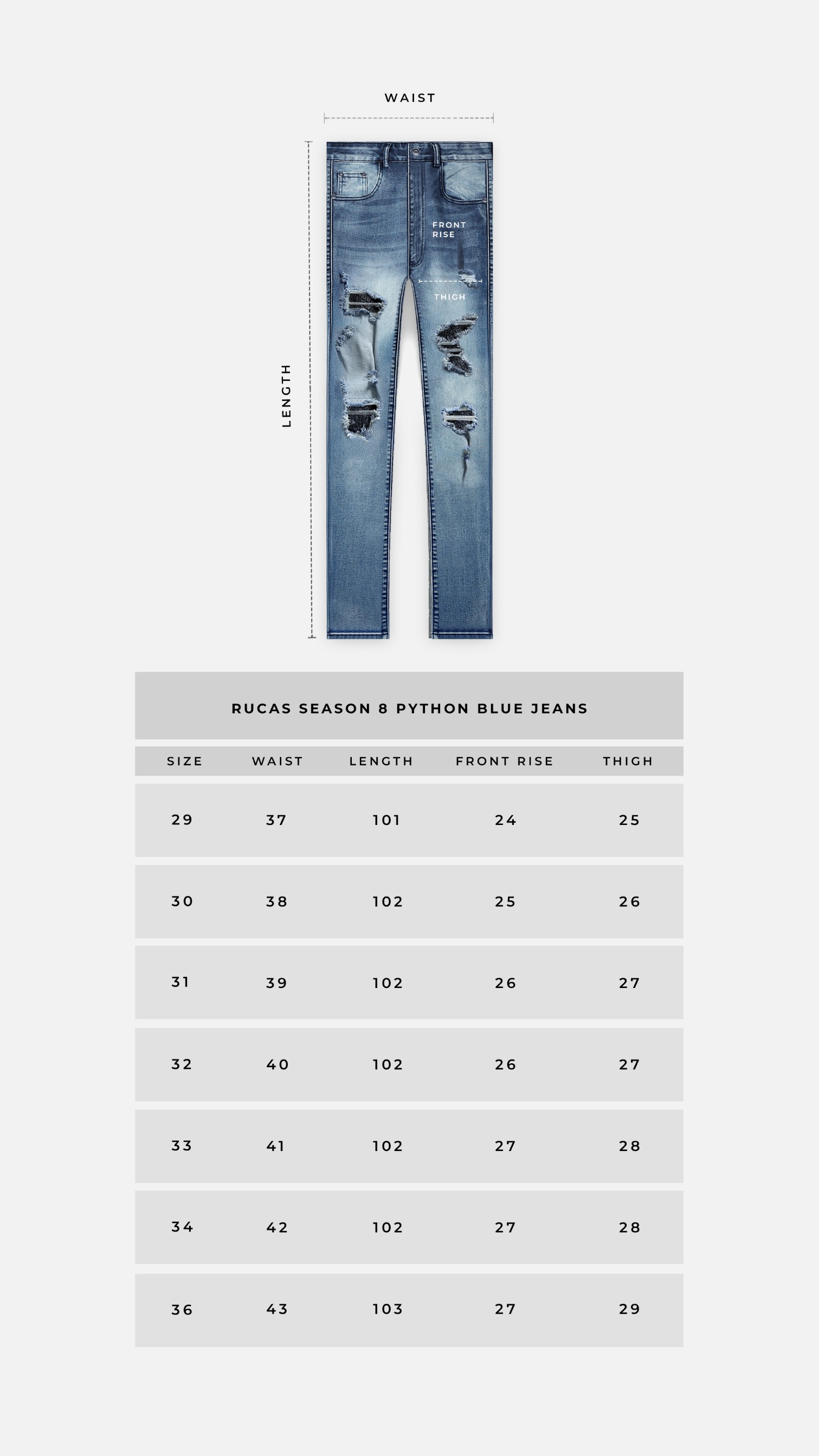RUCAS Season 8 Python Leather Jeans - Blue