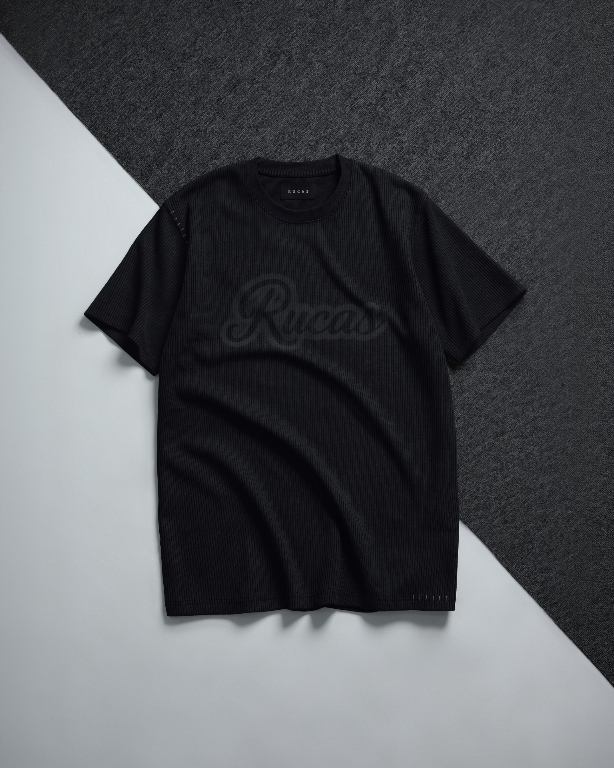 RUCAS Initial Special Material Washed Tee - Black/Grey