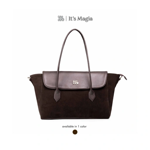 Image of MAGIA Hazel Bag Coffee Suede Leather Totebag