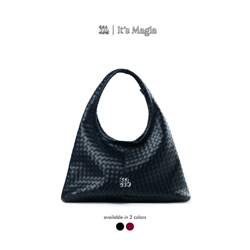 Image of ITS MAGIA Anna Bag Jetblack Woven Leather Shoulderbag