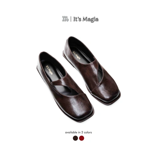Image of  MAGIA Amber Coffee Leather Woman Flatshoes