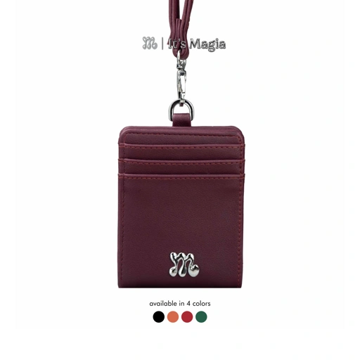 Image of ITS MAGIA Daisy Maroon Lanyard Wallet Card Holder All in One Tag ID CARD