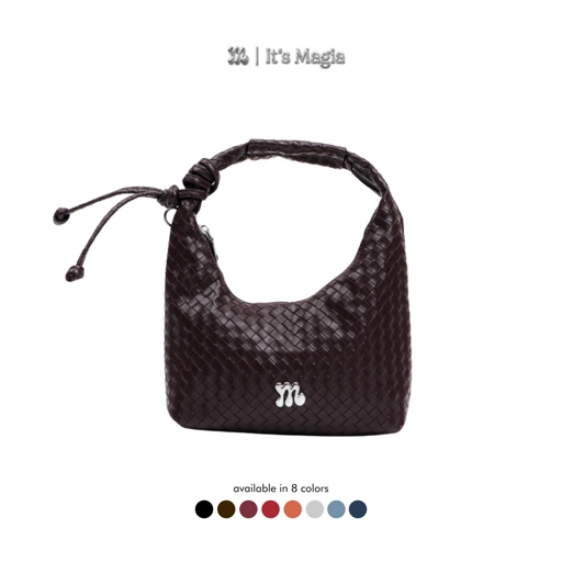 Image of MAGIA Lisa Bag Jetblack Woven Leather Handbag and Shoulderbag