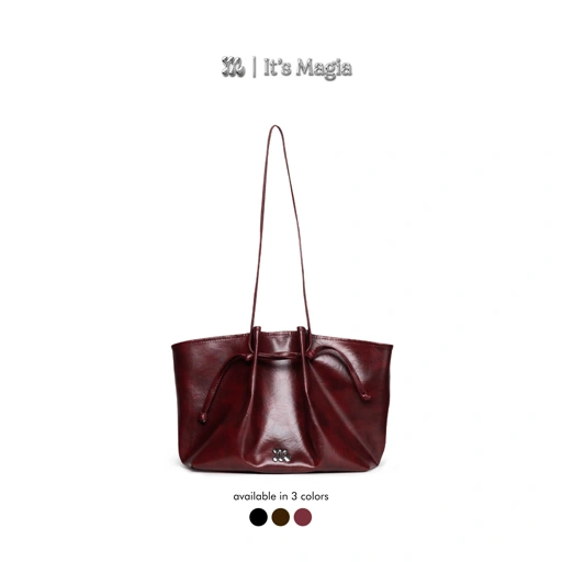 Image of ITS MAGIA Yuzu Bag Maroon Leather Totebag