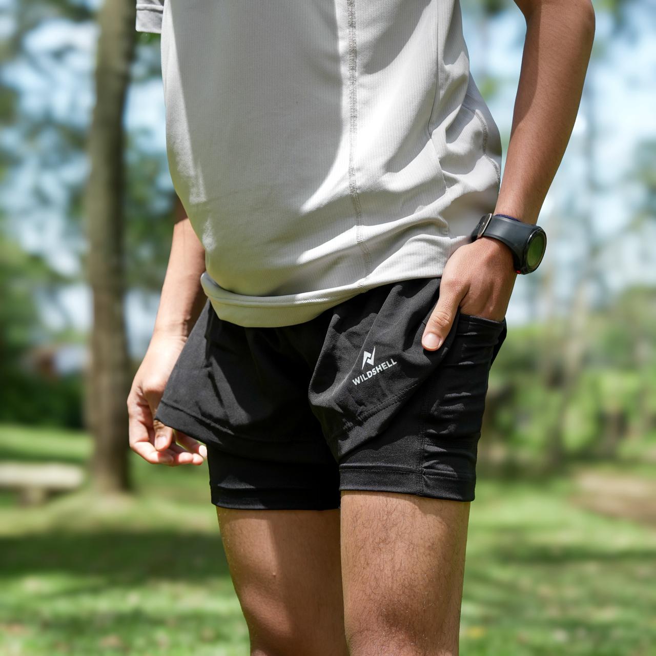 SHORT PANTS TRAIL RUNN WILDSHELL WITH COMPRESSION NYMAN UNTUK OLAHRAGA