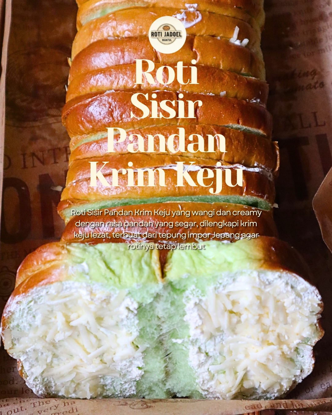Roti Sisir Pandan Krim Keju