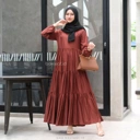 Hexa Long Sleeve Maxi Dress Wanita Rayon