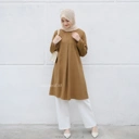 Ellen Basic Tunik Elegan Lengan Panjang Bahan Katun