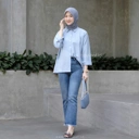 Shanon Striped Shirt Kemeja Casual Motif Garis