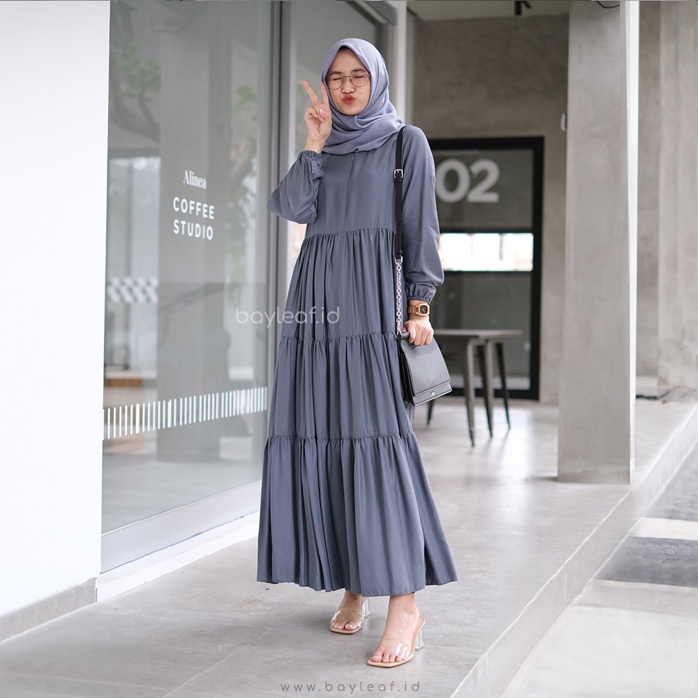 Hexa Long Sleeve Maxi Dress Wanita Rayon