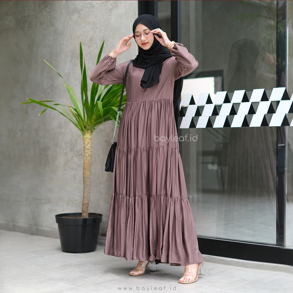 Hexa Long Sleeve Maxi Dress Wanita Rayon
