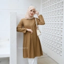 Ellen Basic Tunik Elegan Lengan Panjang Bahan Katun