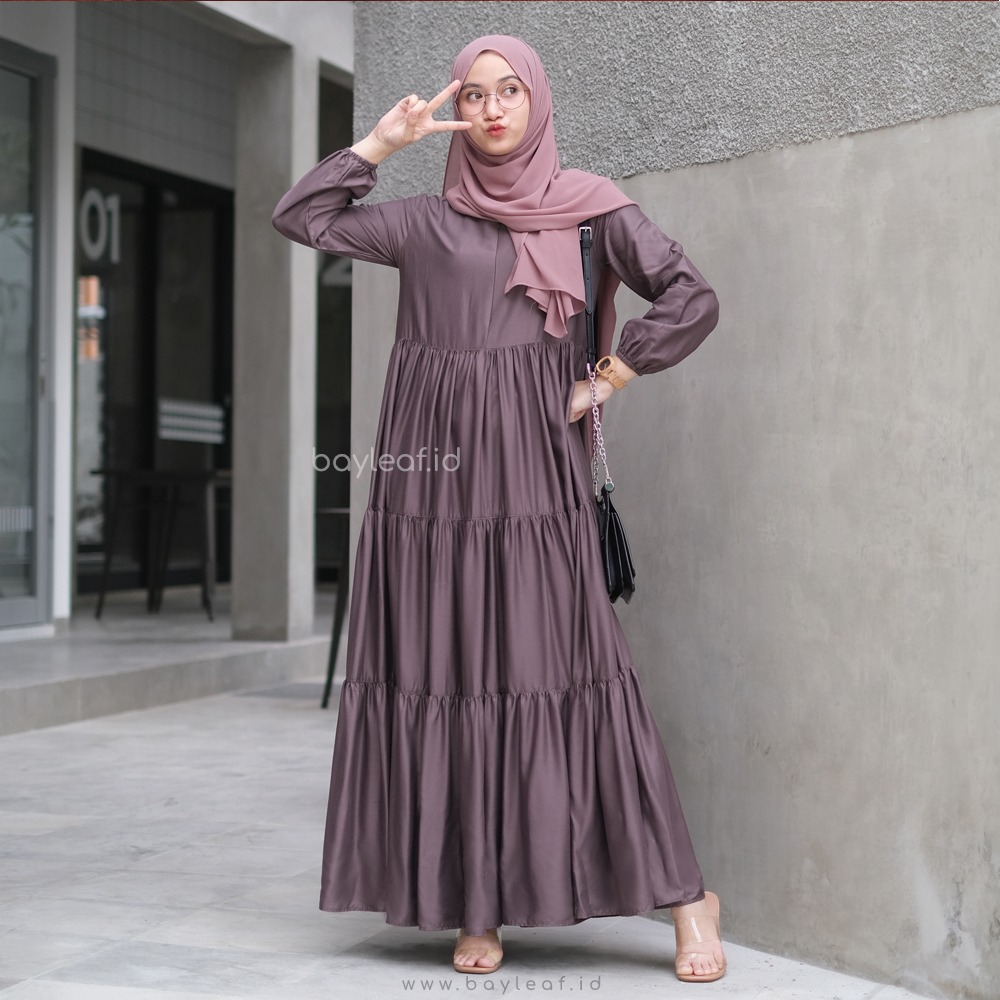 Hexa Long Sleeve Maxi Dress Wanita Rayon