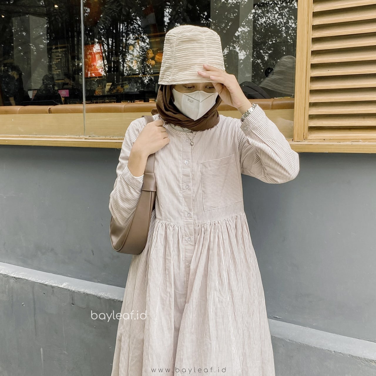 Jihan Tunik Striped Katun Lengan Panjang