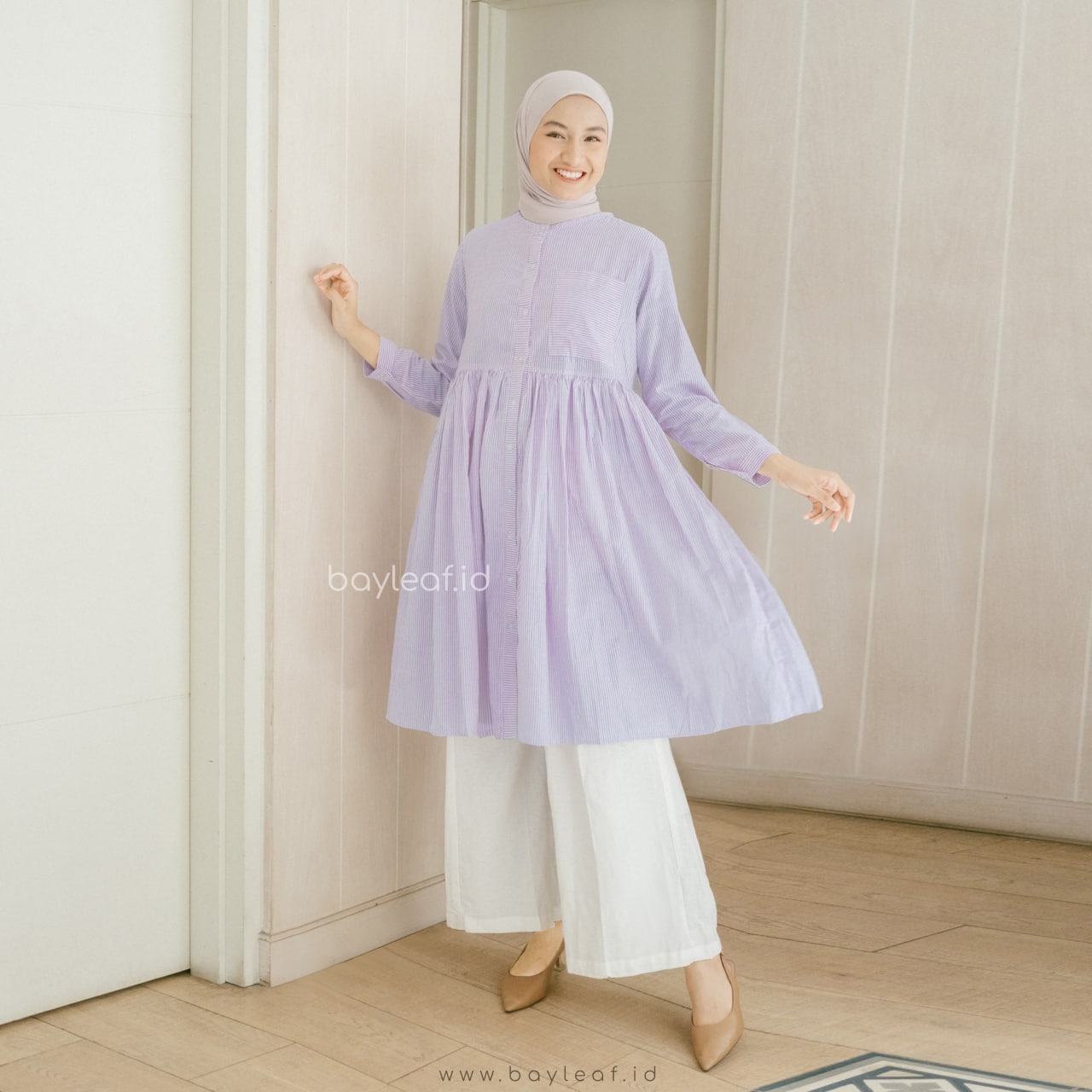 Jihan Tunik Striped Katun Lengan Panjang