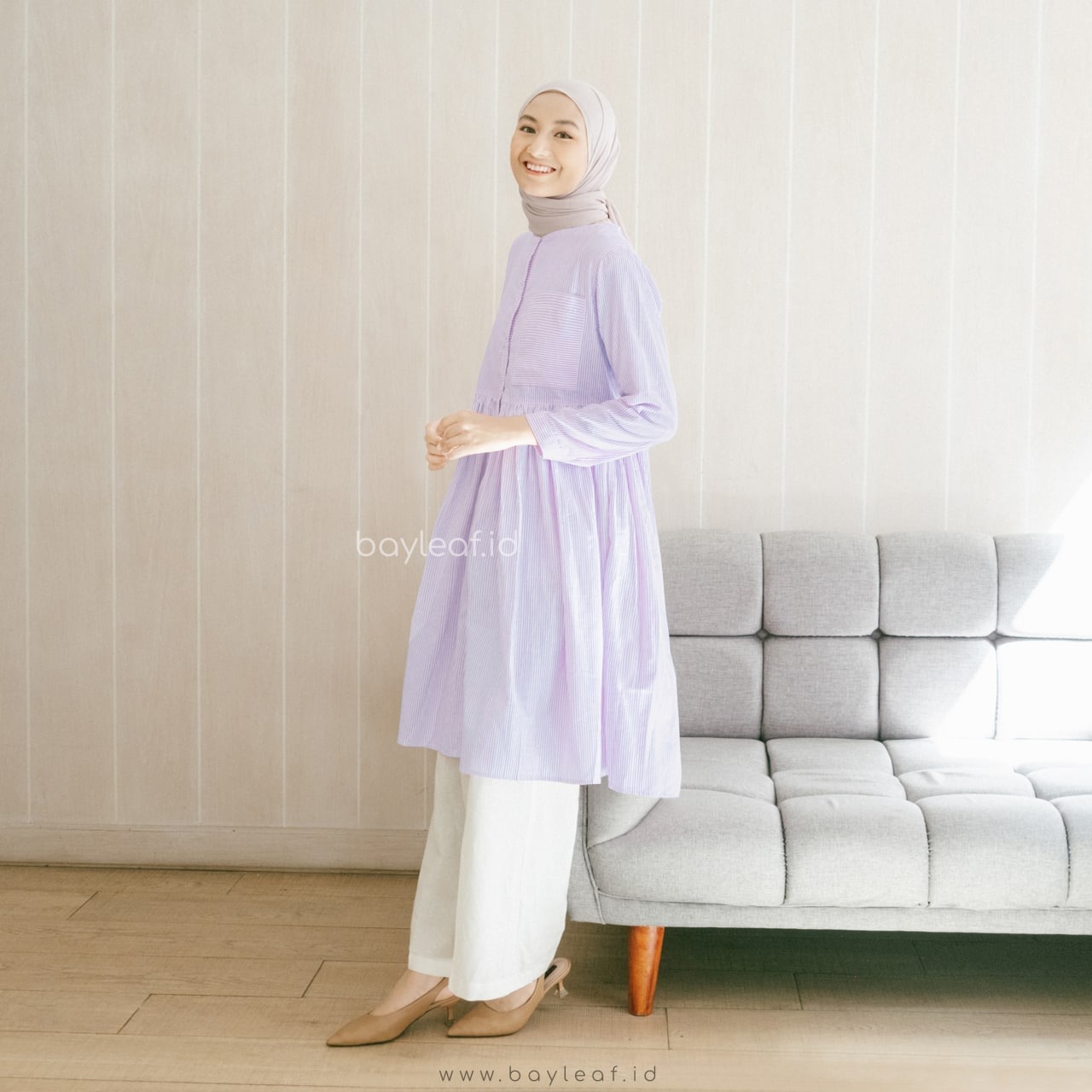 Jihan Tunik Striped Katun Lengan Panjang