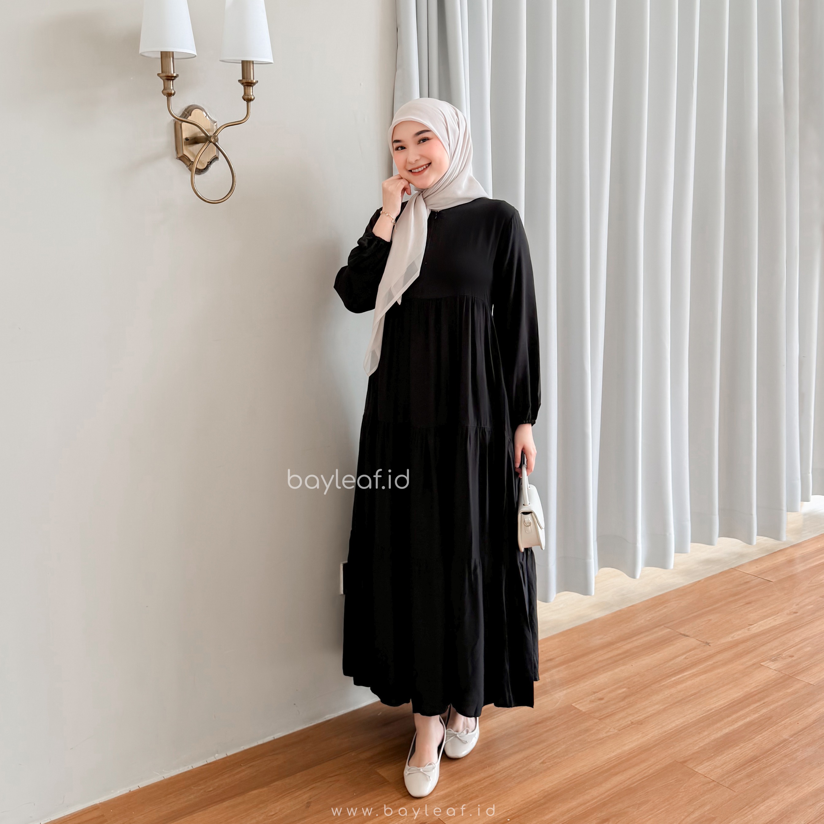 Hexa Long Sleeve Maxi Dress Wanita Rayon