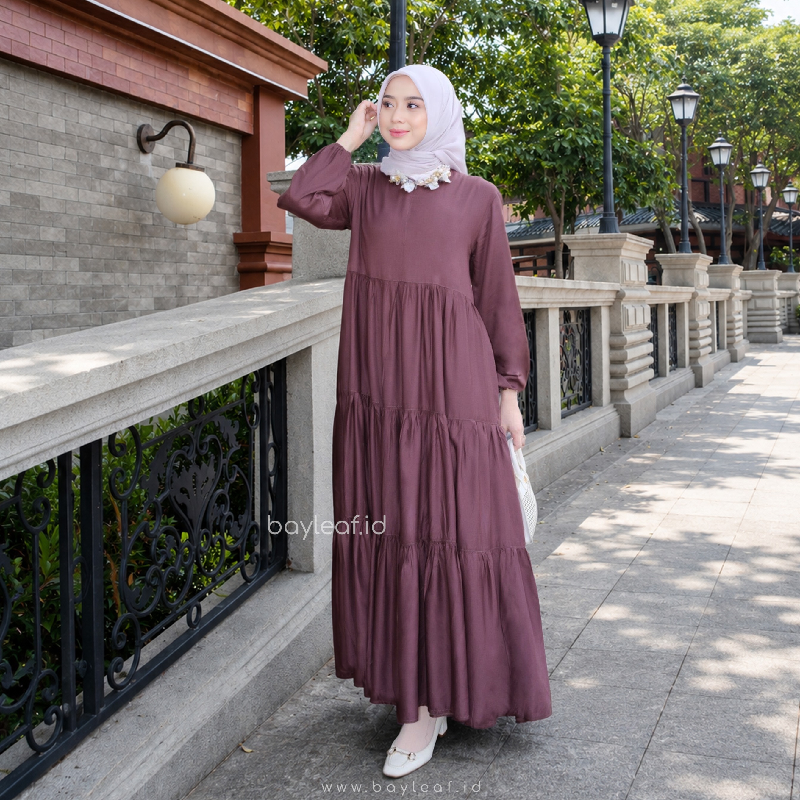 Hexa Long Sleeve Maxi Dress Wanita Rayon
